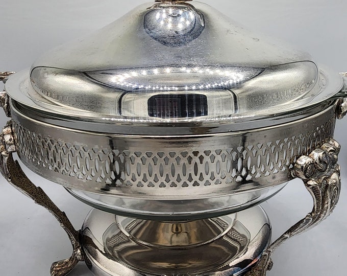 Extra Large Leonard Silver Plated Chafing Dish Stand With Glass Anchor ...