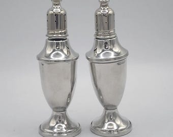 Web Weighted Pewter Bright Silver Salt & Pepper Shakers