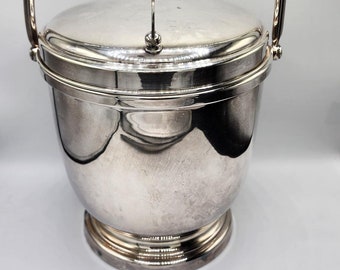 Summer Cooler:  Vintage Wilcox International Silver # 6974 Large Ice Bucket with Swing Handle- Heavy