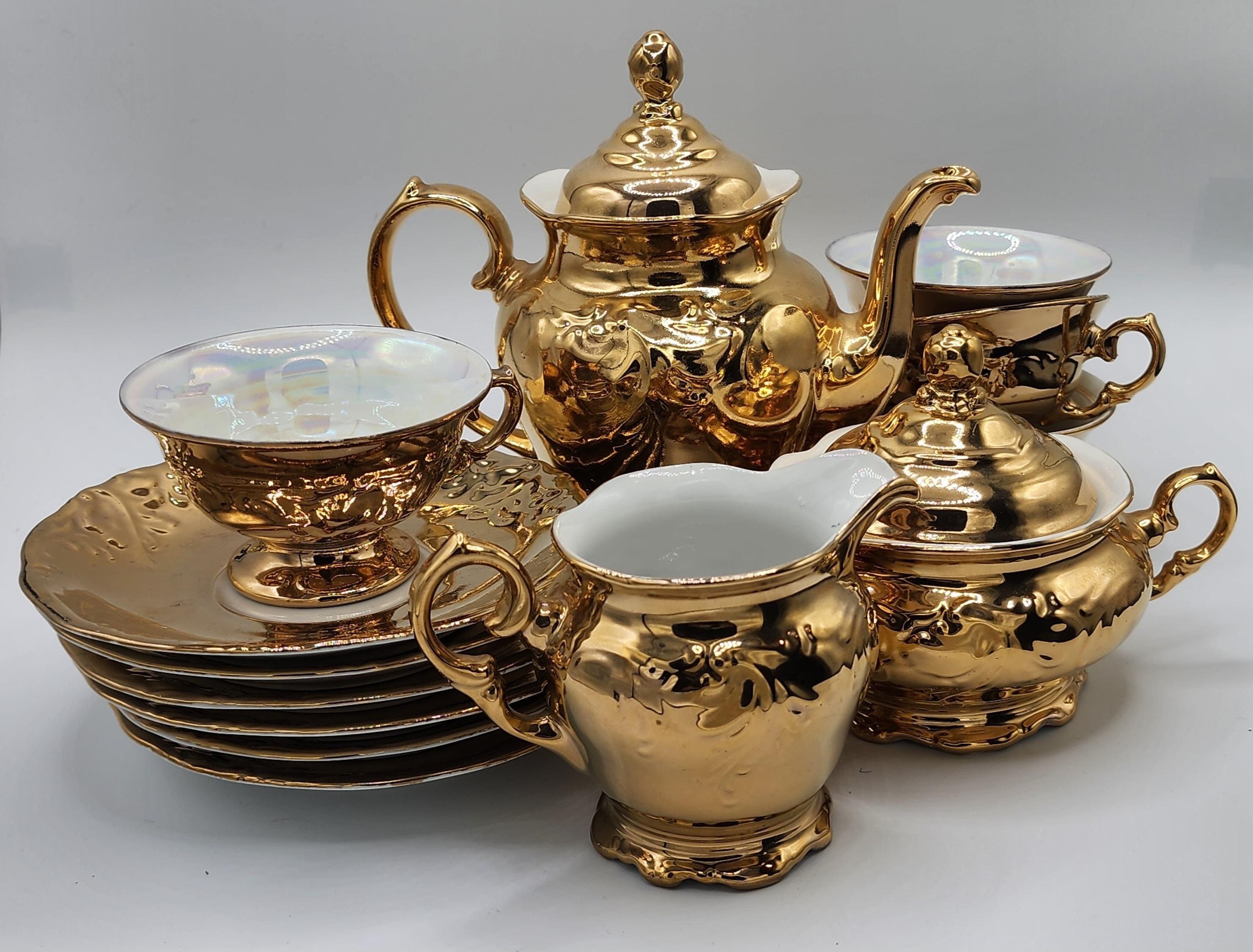 Beautiful Ornate Vintage 13-piece Walbrzych/wawel Gold Tea Set