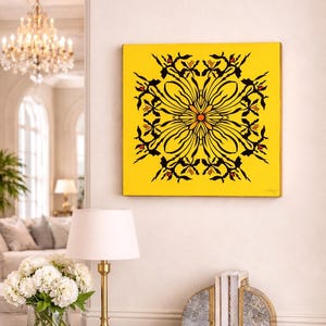 Obra original: Jadwiga "Yaga" Ruta, 1978, papel recortado, firmada / fondo amarillo mostaza