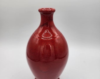 Bleu d' Argile Feit Main French Ceramic Red Vase with Rooster Topper* (*not original to vase)