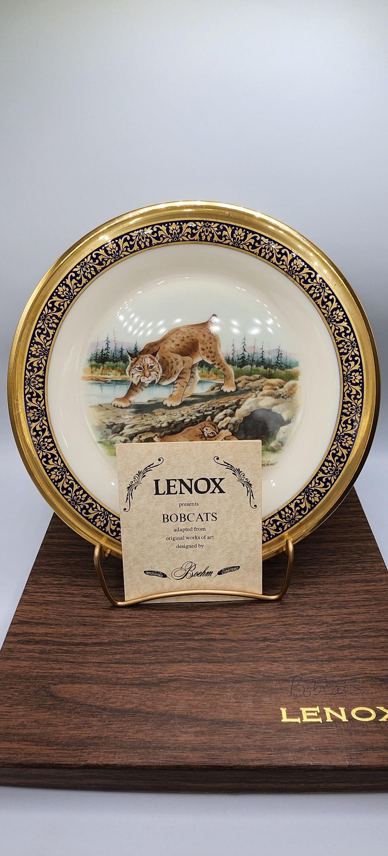 Lenox Limited Issue Gold Trimmed Woodland Wildlife Boehm "Bobcats" | 1980 (with original box)