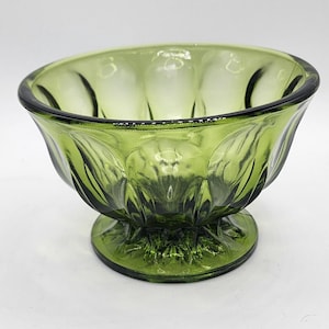 MCM Olive Green Glass Low Footed Candy Bowl/ Vase