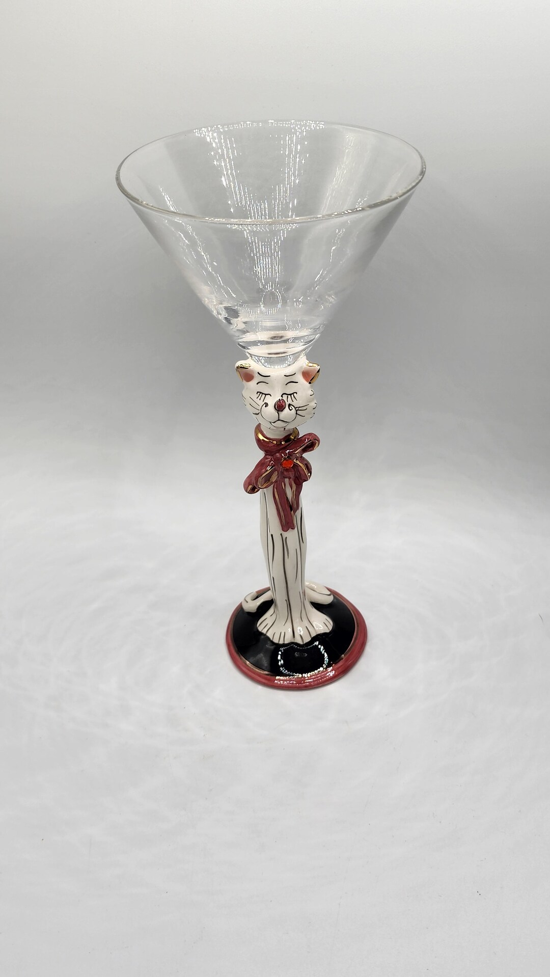 Imaginative Blue Sky/ Heather Goldminc White Cat Martini Glass Etsy