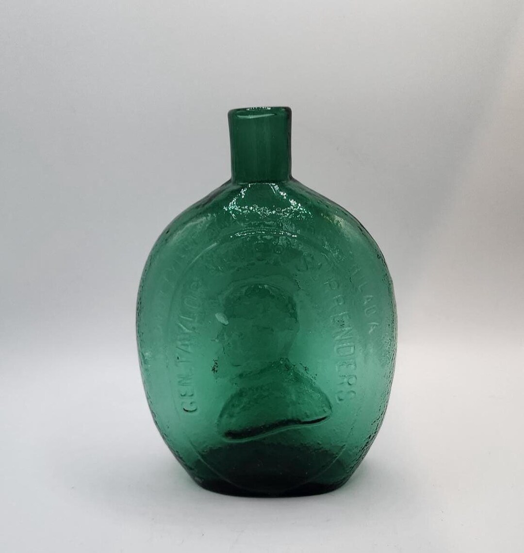 Emerald Green Washington “father of His Country” Flask | Pontil Mark ...