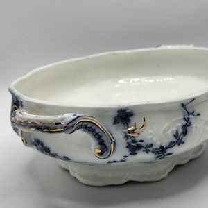 Elegant Vintage Blue & Gold Trim Booths &quot;Princess Pattern&quot; Royal Semi-Porcelain Serving/ Trinket Bowl