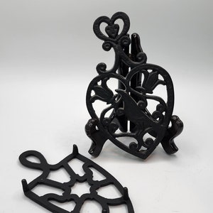 2x Cast Iron Black Trivets:  Sword (Quad Legs) and Heart (Tripod)
