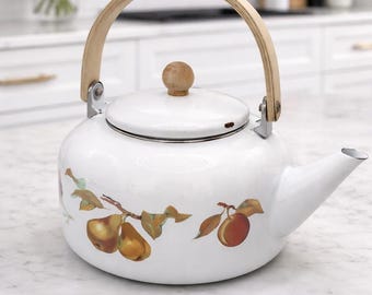 Tetera de metal/esmaltada con tapa, diseño "Evesham" de Royal Worcester