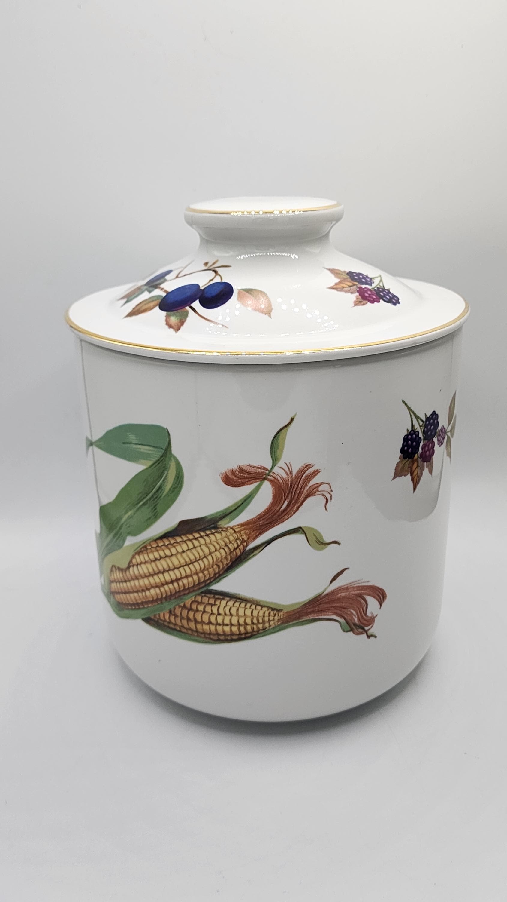 ロイヤルウースター「イヴシャムゴールド」9.25インチ 大型蓋付き保存