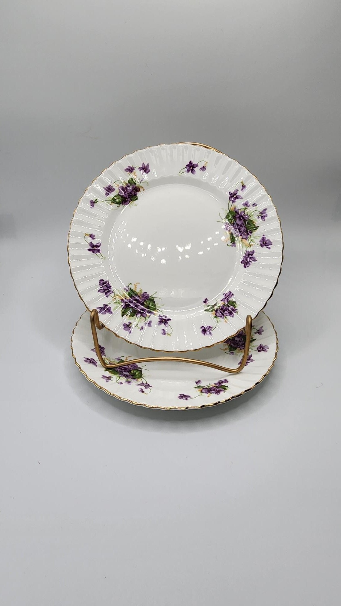 2x Vintage Radfords Bone China Purple Violets 8