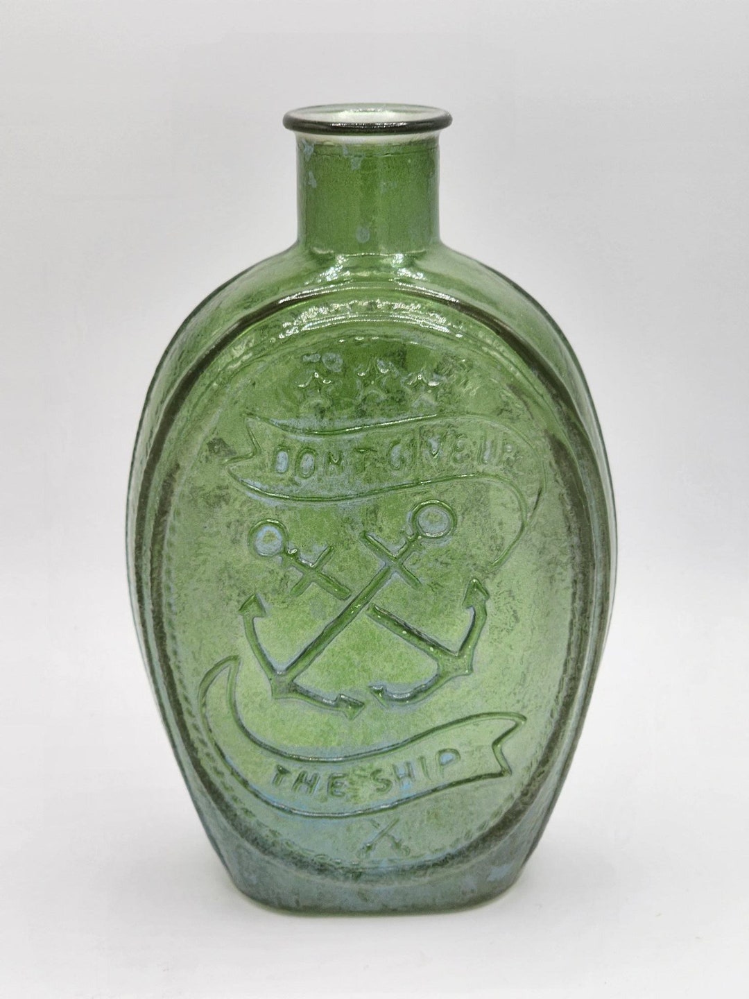 Ezra Brooks Old Ironside Green Whiskey Bottle don't Etsy