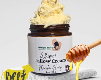 Manuka Honey Whipped Tallow Face Cream: Grass-Fed Tallow Moisturizer