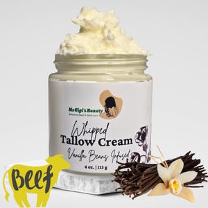 Mit Vanillebohnen infundierte Talgcreme, 100% weasgefütterte, geschlagene Talg-Feuchtigkeitscreme, natürliche Talg-Gesichtscreme