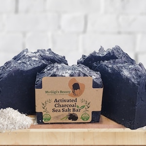 Activated Charcoal Sea Salt Bar, Natural Soap Bar, Exfoliating Soap, detoxifying Soap, Activated Charcoal Soap, Sea Salt Bar