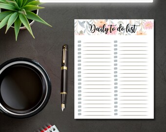 Blank To Do List, Planner, Productivity, Tasks, List, Checklist, Daily Schedule, Tracker, Printable, PDF, US Letter, A4, A5