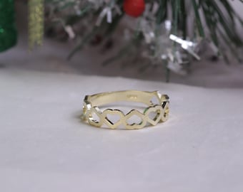 10K Gold 9 Heart Shape Ring / 10K Gold Stacking Ring / Cute Ring / Minimalist Ring / Cheap Ring / Heavue / Gift For Her