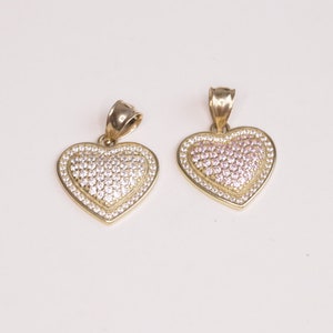 10k Gold Heart Pink or White CZ Pendant / Gift For Her / Dainty Lightweight Charm / Heart Pendant / 10K Gold Heart Pendant for Women