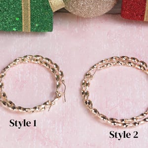 10k Gold 2 Different Size Twist Hoop Earrings / 10k Gold Earrings Women / Heavue / Gift / Gift For Her / Valentine Gift bild 1