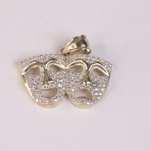 10k Real Gold Laugh Now Cry Later Pendant / CZ Pendant For Men / CZ Pendant For Women