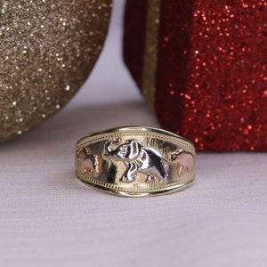 14k Gold Lovely 3 Elephant Lucky Good Luck Ring / Animal Good Luck Ring / Gift For Her / Good Luck Ring / Lucky Ring / Heavue