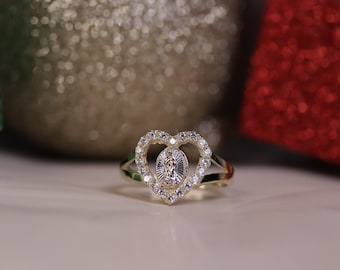 10k Yellow Gold Classic Design Virgin Mary Ring for Women / Gift ...