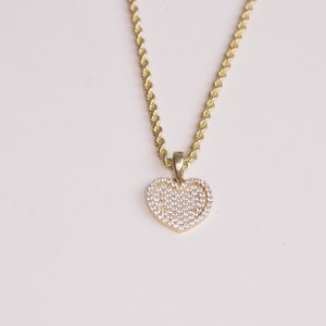 10k Gold Heart Pink or White Pendant / Gift For Her / Dainty Lightweight Charm / Heart Pendant / 10K Gold Heart Pendant for Women / Heavue