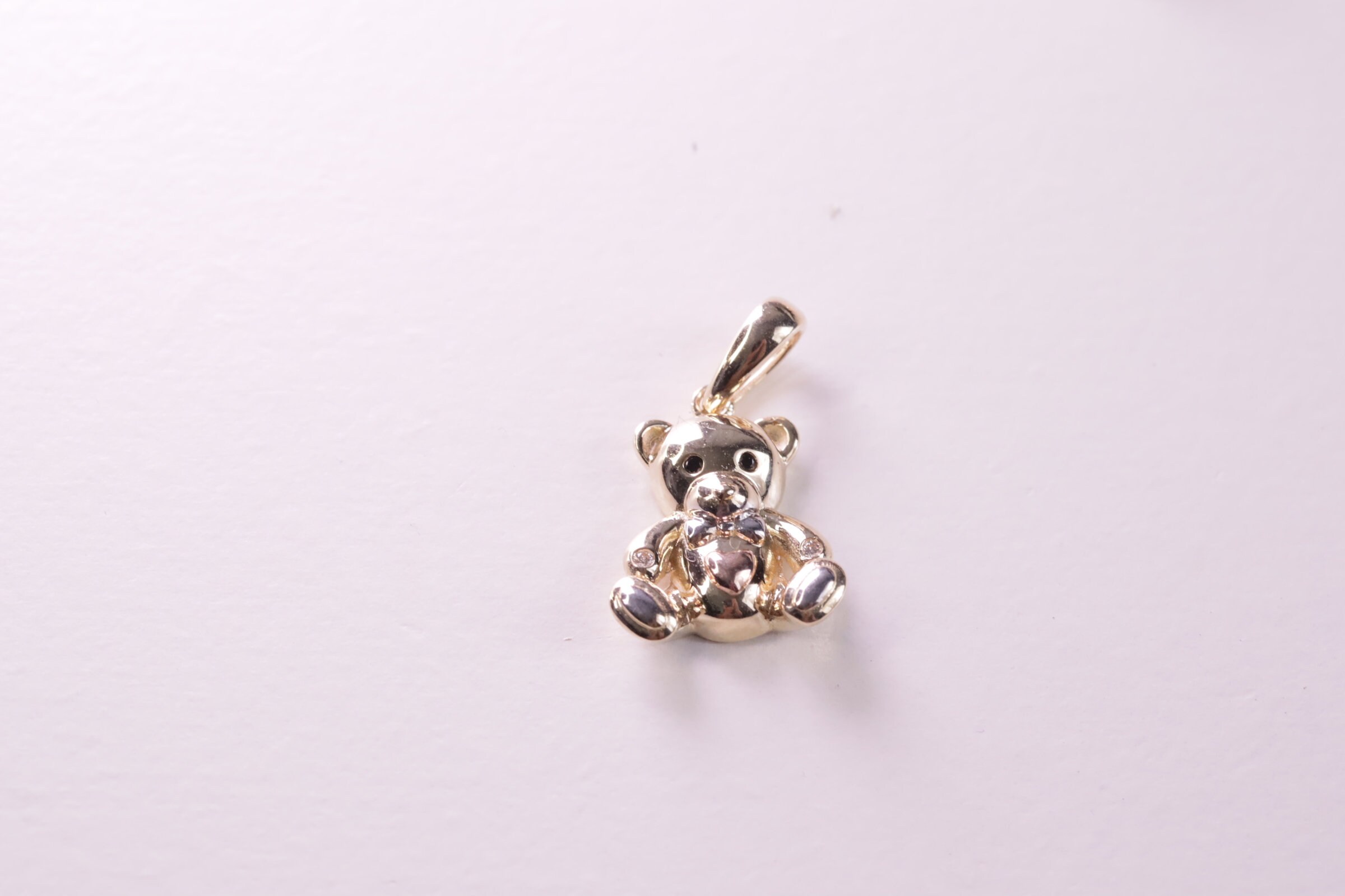 14K Gold Tiny Teddy Bear Heart Pendant / 14K Yellow Gold Tiny Etsy