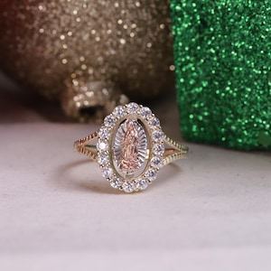 10k Gold CZ Virgin Mary Ring for Women / Gift / Religious Ring / Blessed Mother Ring / Mother Mary / Heavue / Pray For Us