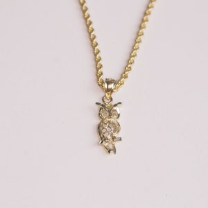 10k Gold Owl Pendant / 3D Animal Pendant / Dainty Lightweight Charm / Good Luck Pendant
