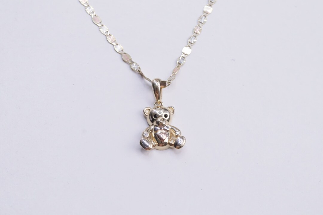 Teddy Bear Twisted Ruby Heart Shaped Pendant Necklace | Takar Jewelry