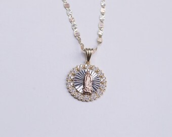 14k Gold Virgin Mary CZ Pendant / Gift For Mom / Gift For Her / God Mother Gift / Dainty Pendant / Lady of Guadalupe / Religious Pendant