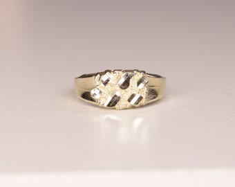 10k Yellow Gold Nugget Pinky Ring For Men Women / 10K Gold Classic Nugget Ring / 10k Gold Band Ring / Men&#39;s Ring / Gift for Men Boy / Heavue