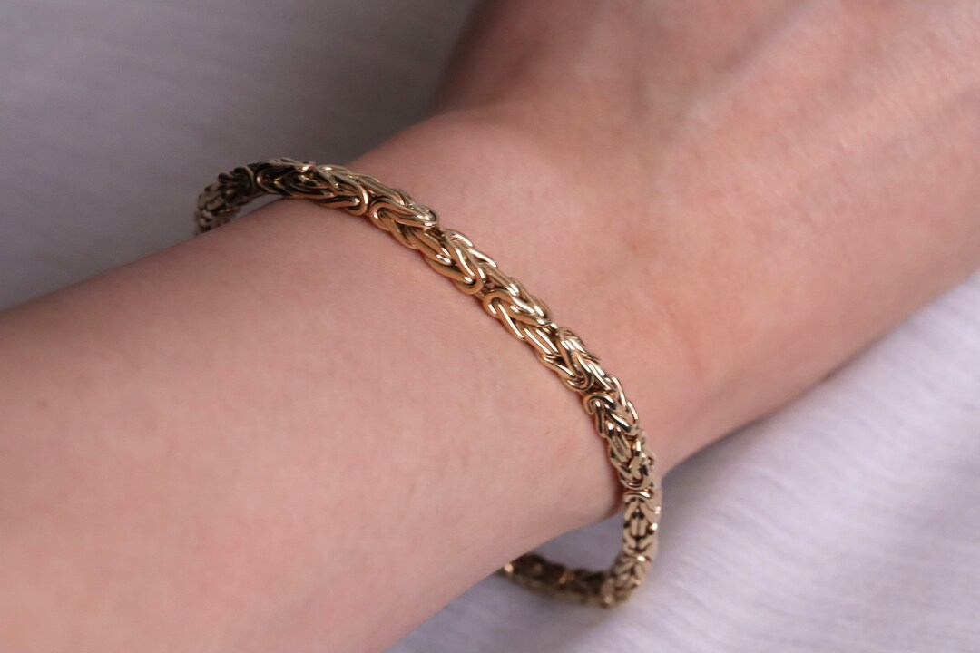 14K Yellow 8 Gold Byzantine Bracelet / 14K Gold Bracelet / Gift for Her