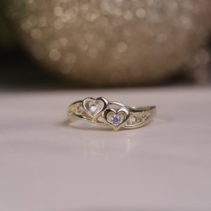 10k Gold CZ Double Heart Ring 10k Gold CZ Double Heart Ring