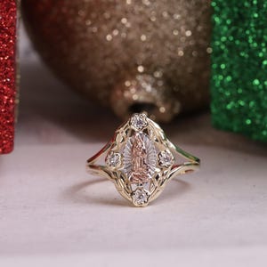10k Gold CZ New Design Virgin Mary Ring for Women / Gift / Religious Ring / Blessed Mother Ring / Mother Mary / Heavue / Pray For Us