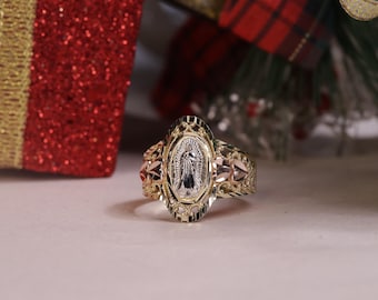 10k Gold Virgin Mary Heart Ring, Religious Gift