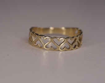 14K Yellow Gold Double Heart Rings / High Quality Love Rings / Gifts For Best Friend / Gift For Her / Minimalist Ring / Heavue