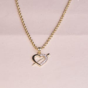 10k Gold Heart CZ Pendant / Gift For Her / Dainty Lightweight Charm / Heart Pendant / 10K Gold Heart Pendant for Women / Heavue