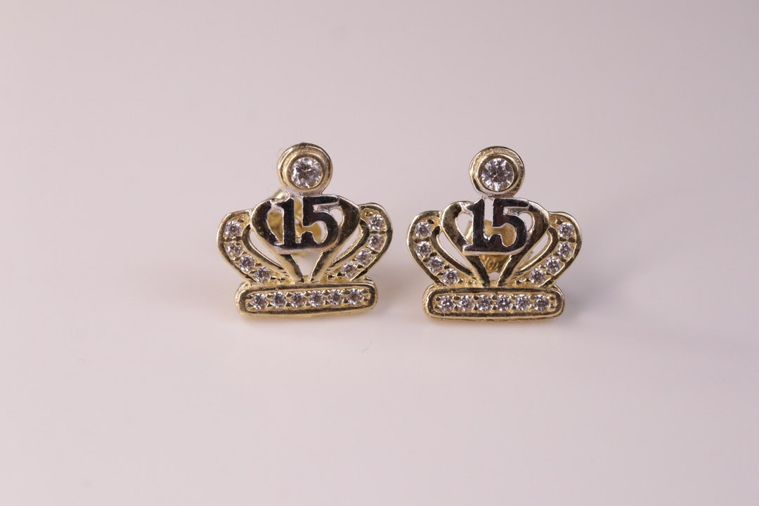 10K Yellow Gold Cubic Zirconia Lovely Quinceanera Anos 15 Birthday