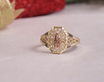 Virgin Mary Ring - 10k Yellow Gold - Etsy