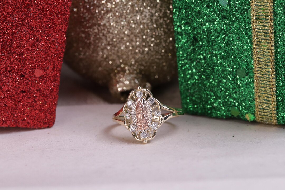 10k Gold Virgin Mary CZ Ring - Religious Gift for Women - Etsy