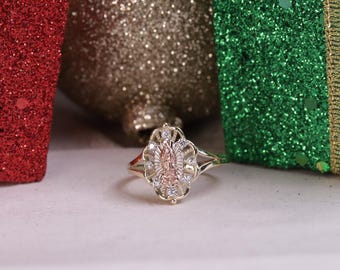 10k Gold Virgin Mary CZ Ring - Religious Gift for Women
