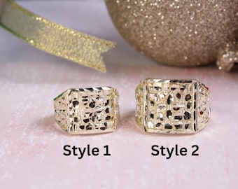 10k Gold New Design 2 Different Size Nugget Ring / Men Ring / Gift For Men / Christmas Gift / Valentine Gift / Heavue