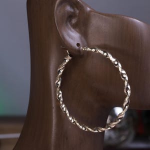 10k Gold 2 Different Size Twist Hoop Earrings / 10k Gold Earrings Women / Heavue / Gift / Gift For Her / Valentine Gift Style 1