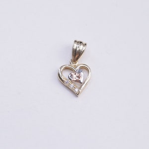 14K Gold Quinceañera Tiny Heart Cute Pendant / CZ 15 Años Charm / Quince Crown Pendant / Daughter Gift / 15th Birthday Pendant / Heavue