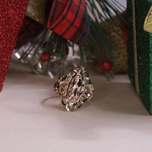 10k Gold Virgin Mary Simple Style Pray For Us Ring for Women / Gift / Religious Ring / Blessed Mother Ring / Mother Mary / Heavue