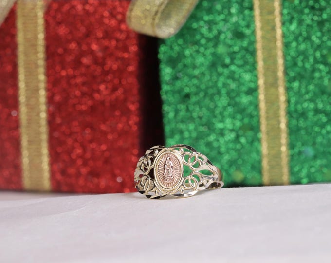 10k Yellow Gold Classic Design Virgin Mary Ring for Women / Gift ...