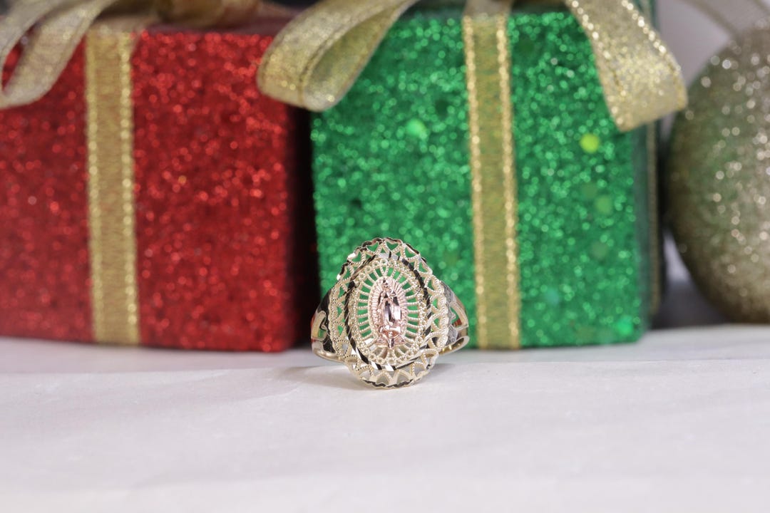 10k Yellow Gold Virgin Mary Ring - Religious Gift - Etsy