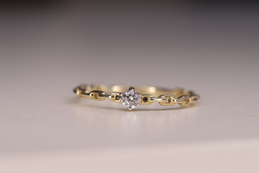 14K Gold Cubic Zirconia Stackable Band / Gift / Women Ring / Minimalist ...